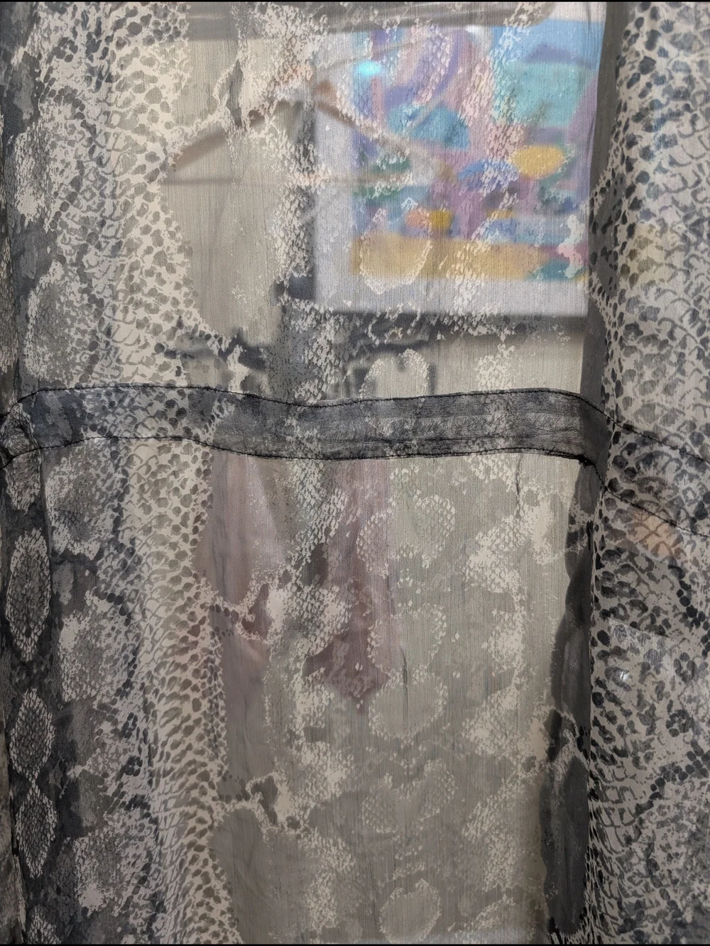 Steve Madden Sheer Snakeskin Print Duster Kimono - Gray